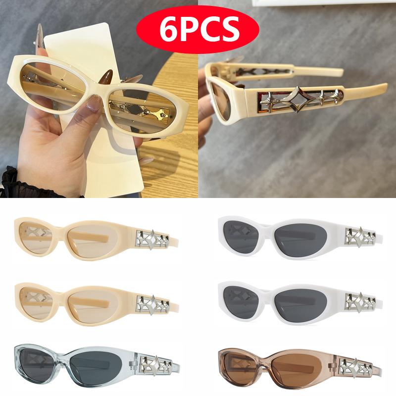 6pcs/4pcs Cycling Sunglasses Women Small Frame Personalized Outdoor Vacation Driving Sunscreen Glasses Unisex