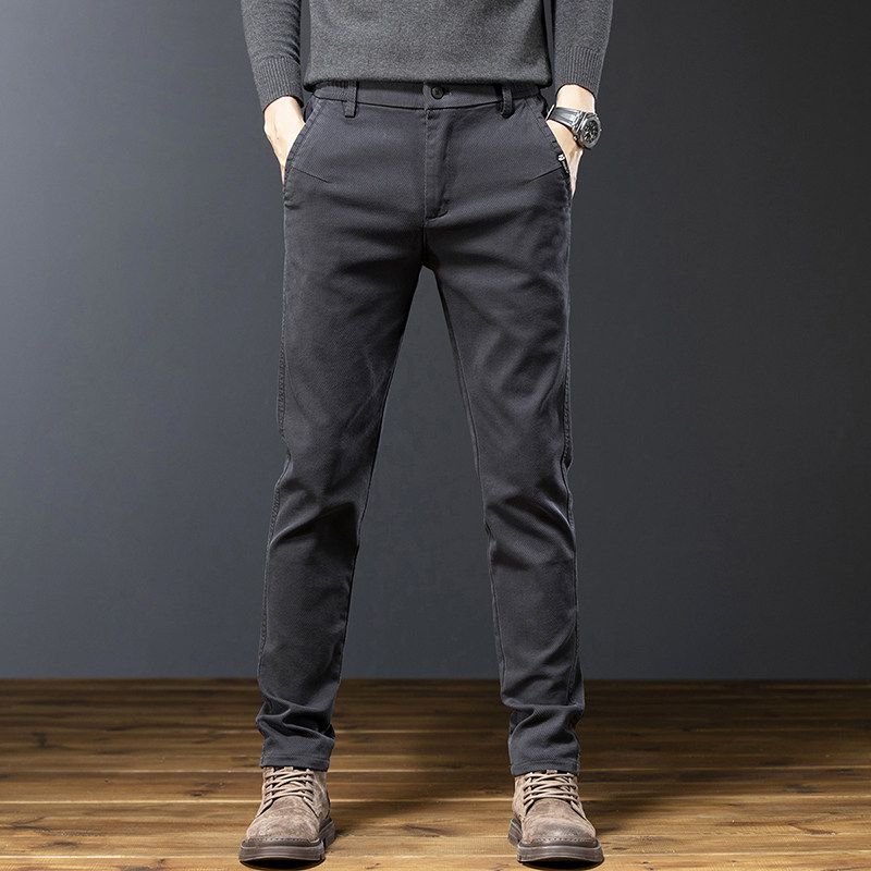 Men's Slim Fit Tapered Business Casual Pants for Spring and Autumn, Versatile Straight-Leg Trousers