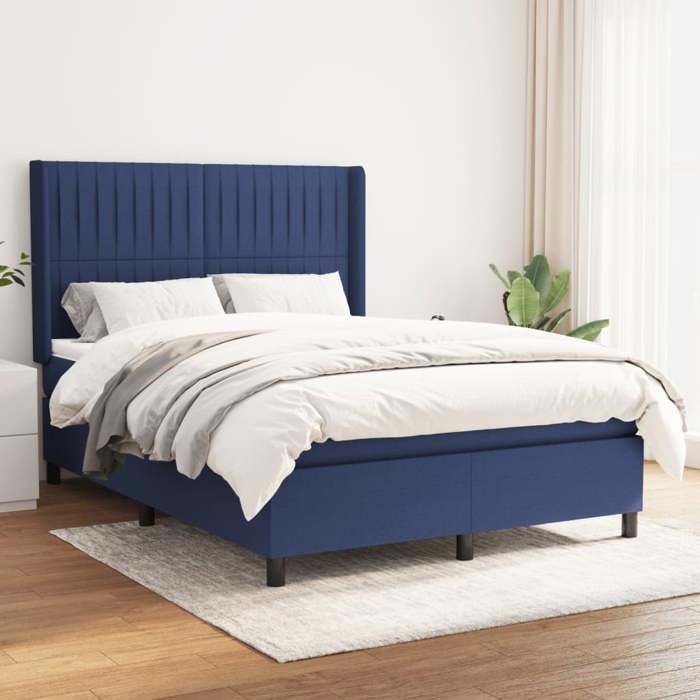 3131591 vidaXL Divan Bed with Mattress Blue 140x190 Cm Fabric