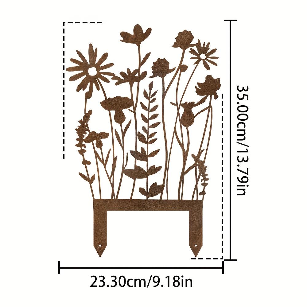 1 Stück Rostiger Metall Wildblumenstecker Erdspieß Deko - Zeitgenössische Gartenkunst, Perfekt für Muttertag oder Geburtstagsgeschenke Kein Strom erforderlich