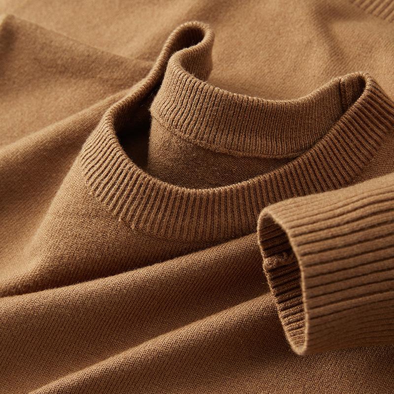 

2024 Весна и Осень Зима Новый Круглый Вырез Однотонный Внутренний Нижняя Рубашка Полувысокий Вырез Деловой Повседневный Вязаный Свитер Для Мужчин 4XL