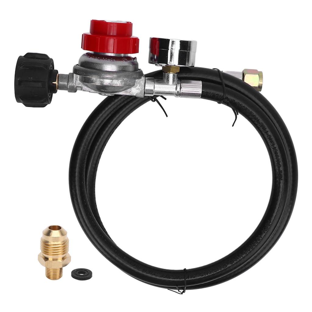 5FT High Pressure Gas Regulator 0 to 30 PSI Adjustable with Gauge for RV Van Trailer Gas Tank Adapter