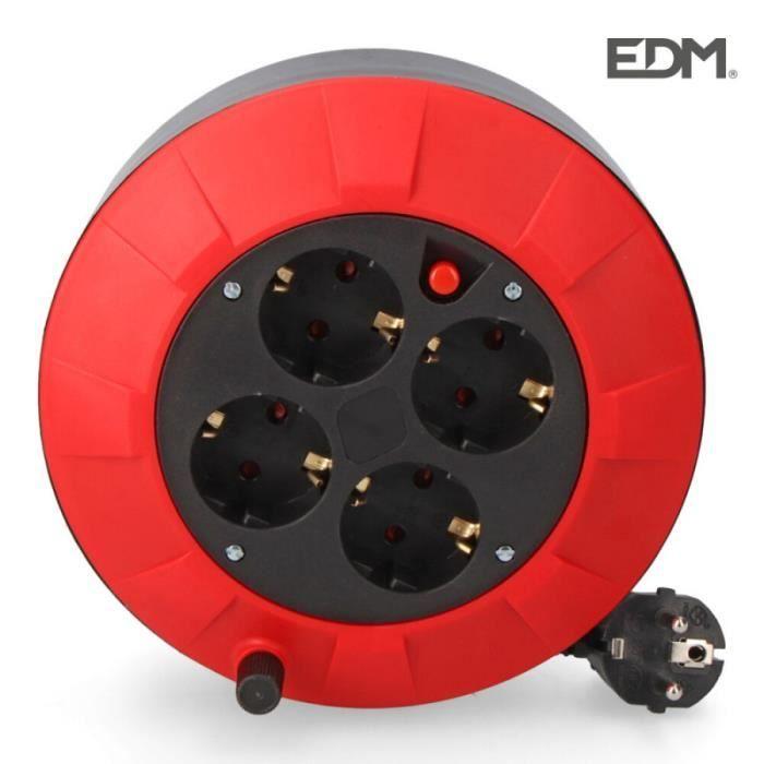 Kabelrulle - edm - 5m - 4 stikkontakter - Termisk beskyttelse - Innendørs