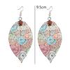 Ethnic Hollow Colorful Leaf Pendant Drop Women Statement Hook Earrings Jewelry