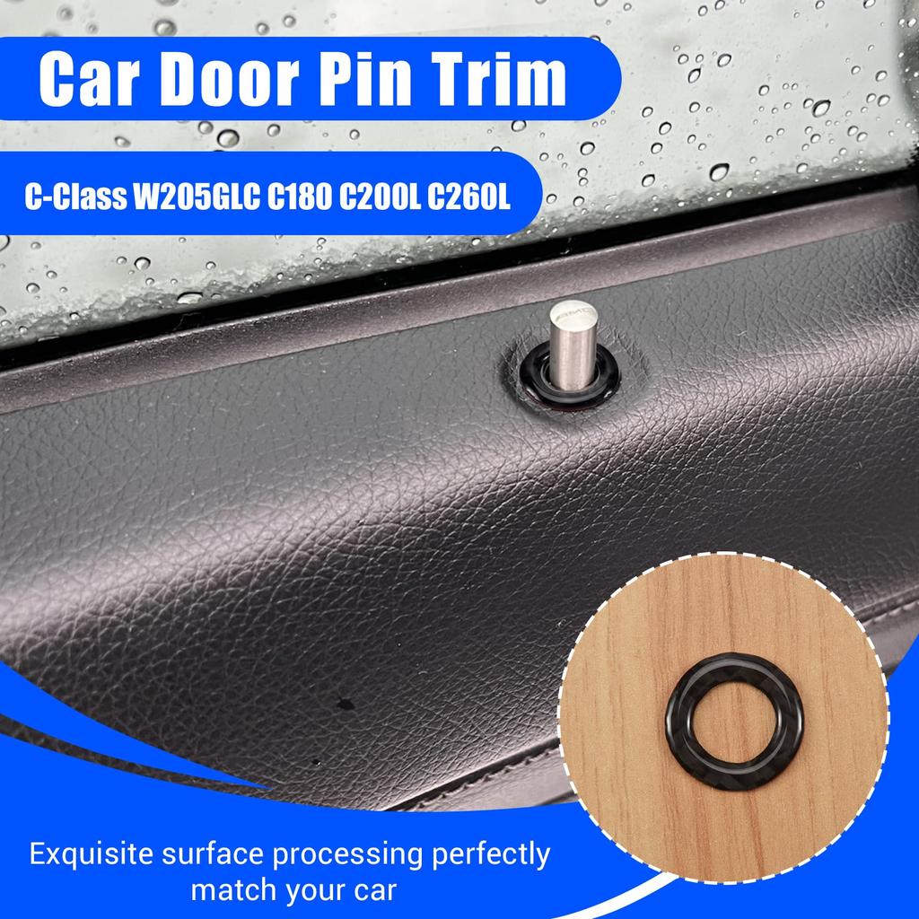 Shufearo Car Door Pin Trim, 4 Pcs Carbon Fiber Door Lock Pin Cover Trim,