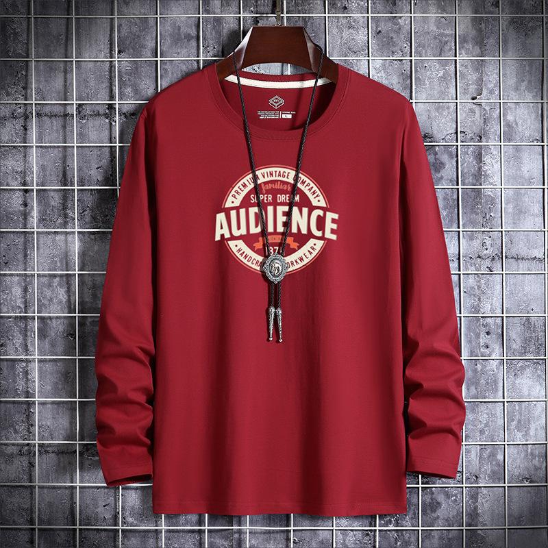 QICED Autumn clothesAutumn O-neckCasual printed men's long tops Bottom shirt long sleeve shirts