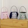 Decorative Basket Bunny Easter Basket Soft Fluffy Long Ear Plush Basket Portable Large Capacity Easter Bucket Easter Egg Hunt