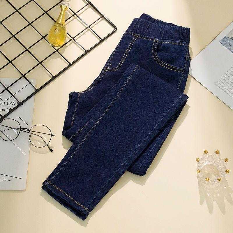 Yoghurt Dames Jeans Hoge Taille Stretch Jeans Grote Maat Stretch Slim Jeans 3XL donkerblauwe kleur