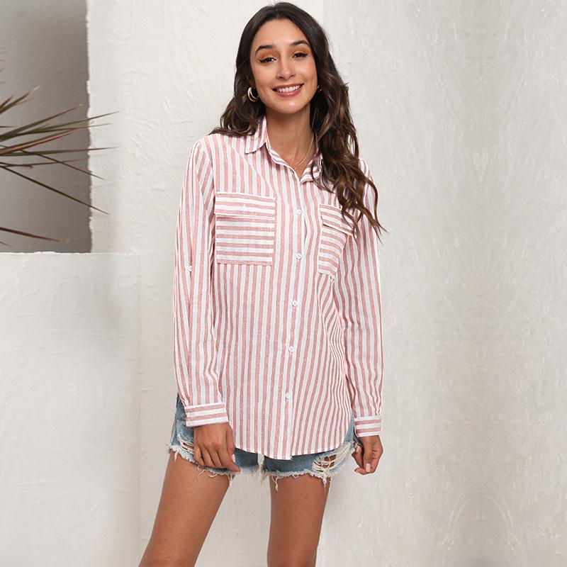 Elegant Women's summer blouses  striped casual woman tops women shirt blouse blusas blusa feminina long sleeve top female mujer