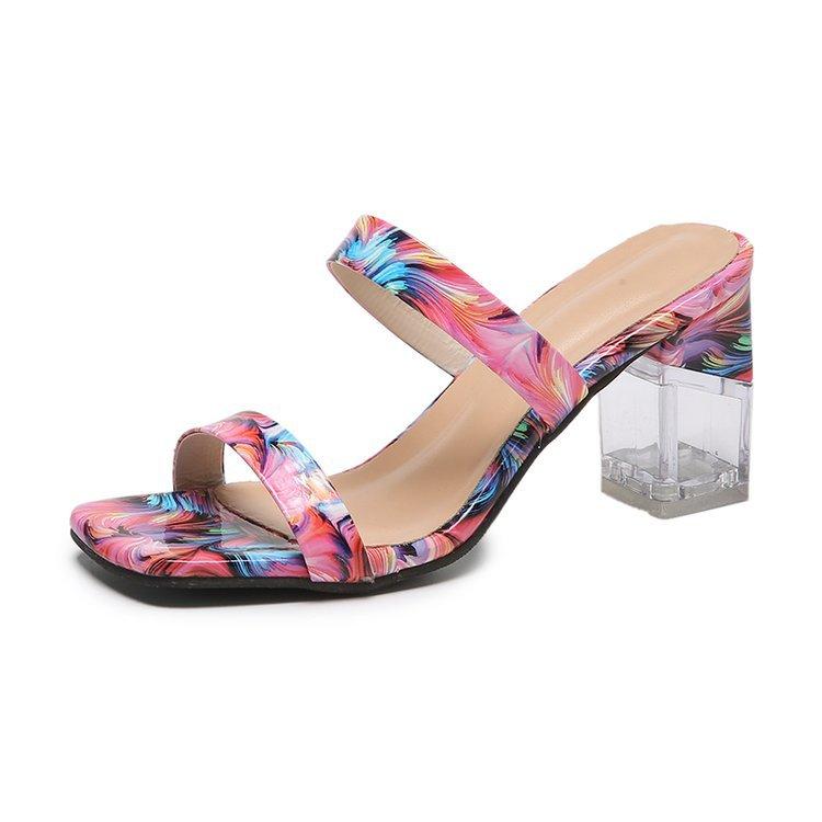 

Женские сандалии без шнуровки на высоком каблуке с квадратным носком, туфли-лодочки, летние стильные вечерние сандалии под платье для женщин, шлепанцы на массивном каблуке с прозрачным каблуком и платформой с открытым носком 39 красный