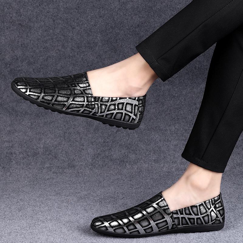 Daily Leather Loafers for Men with Flat Soft Soles Simple Comfortable Breathable Non Slip Casual Driving Trends Men Shoes