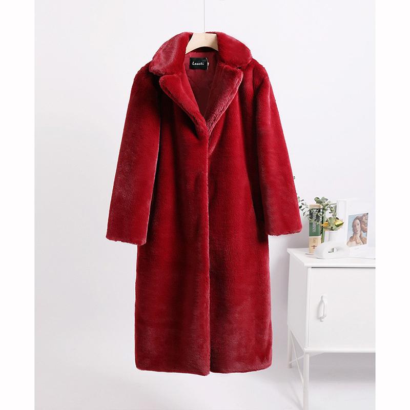 Winter Women Fur Coats Long Fur Loose Lapel Over Coat Thick Warm Plus Size