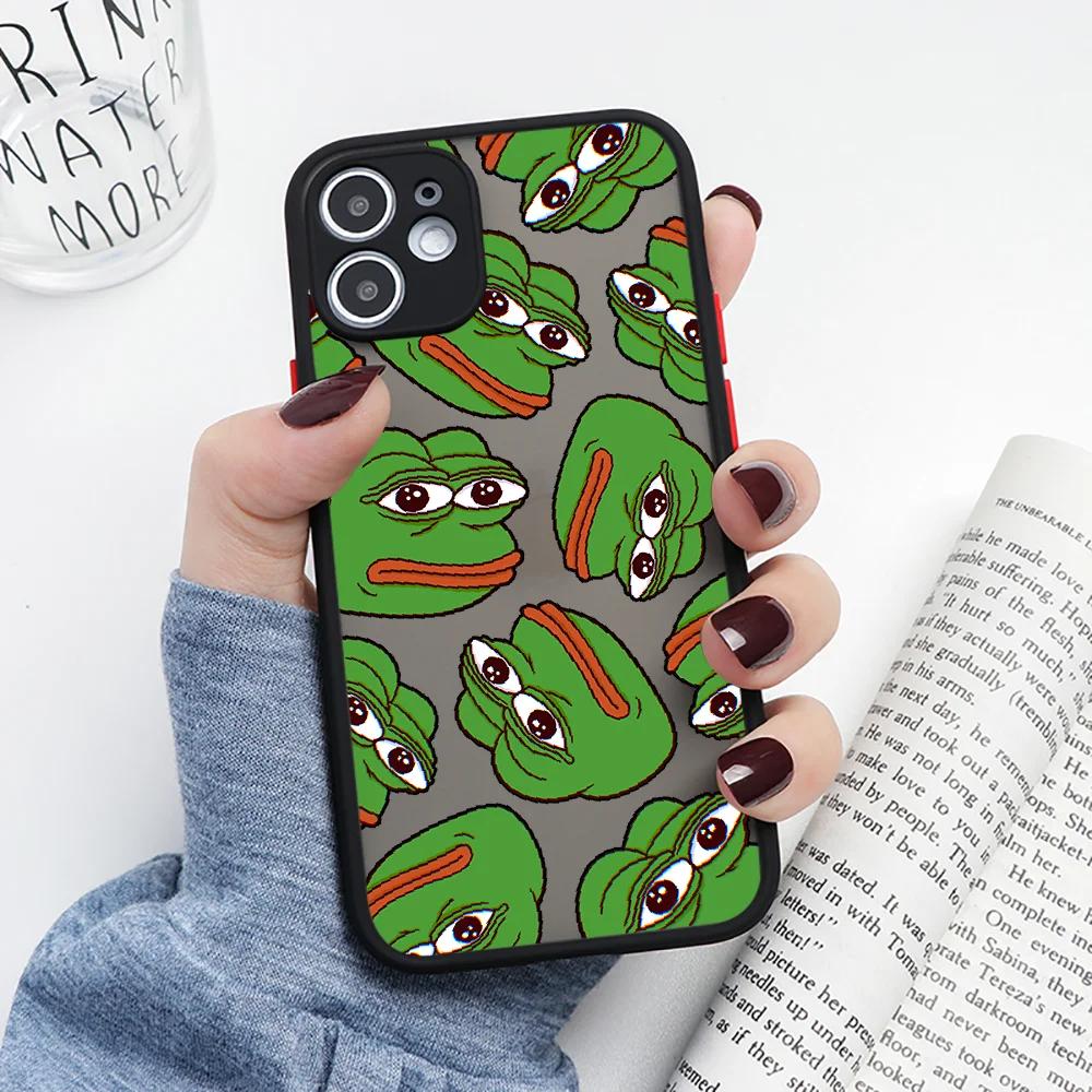 

Sad Frog pepe Phone Case For iPhone 15 14 12 13 11 Pro Max Mini XR X XS MAX 7 8 Plus Case Shockproof Fundas For iPhone 13 Cover iPhone 12 mini