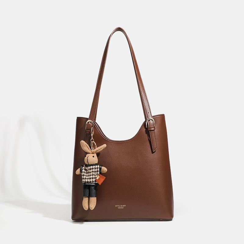 

Tote bag new women s autumn and winter versatile shoulder bag commuting large capacity underarm large bag bucket women s bag 28*8*28cm коричневый