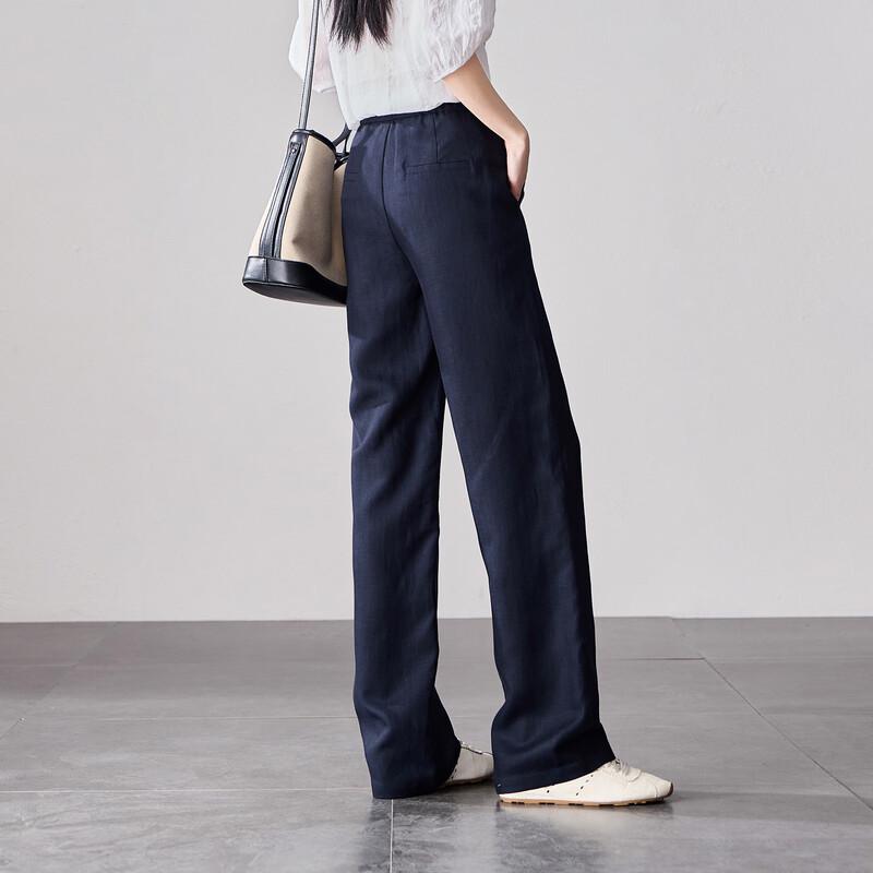 SOFSIL 2026 Spring High-Waist Linen Blend Wide-Leg Pants 29/XL