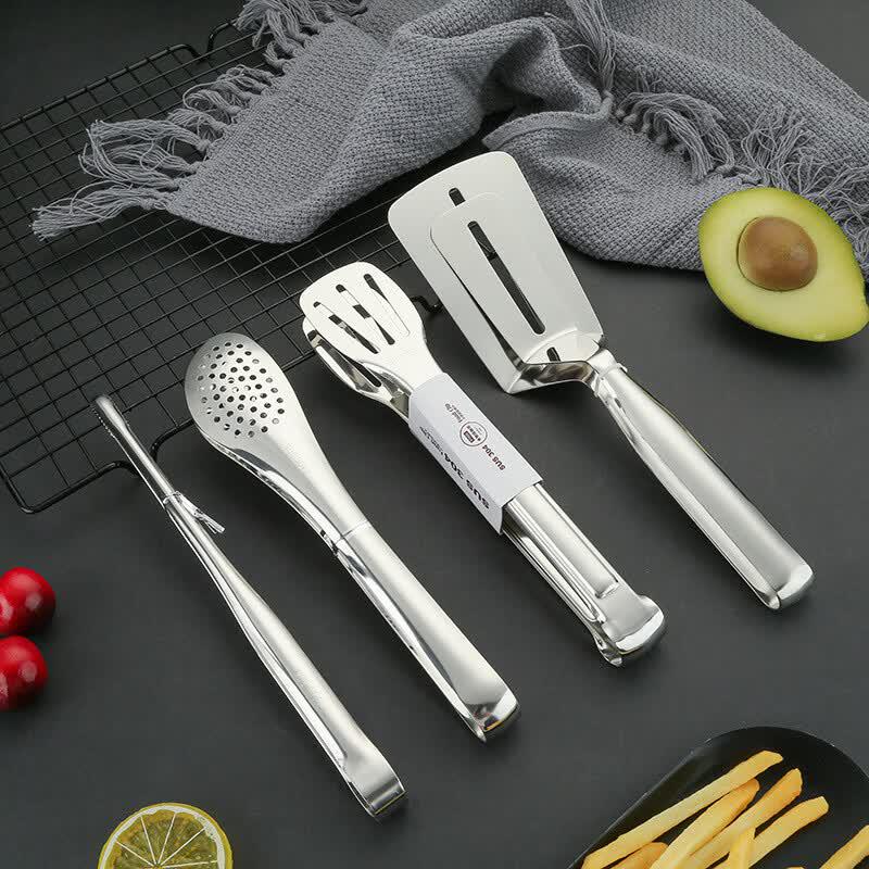 Jing Zhou Yuan 9-inch Thickened 304 Stainless Steel Food Tongs