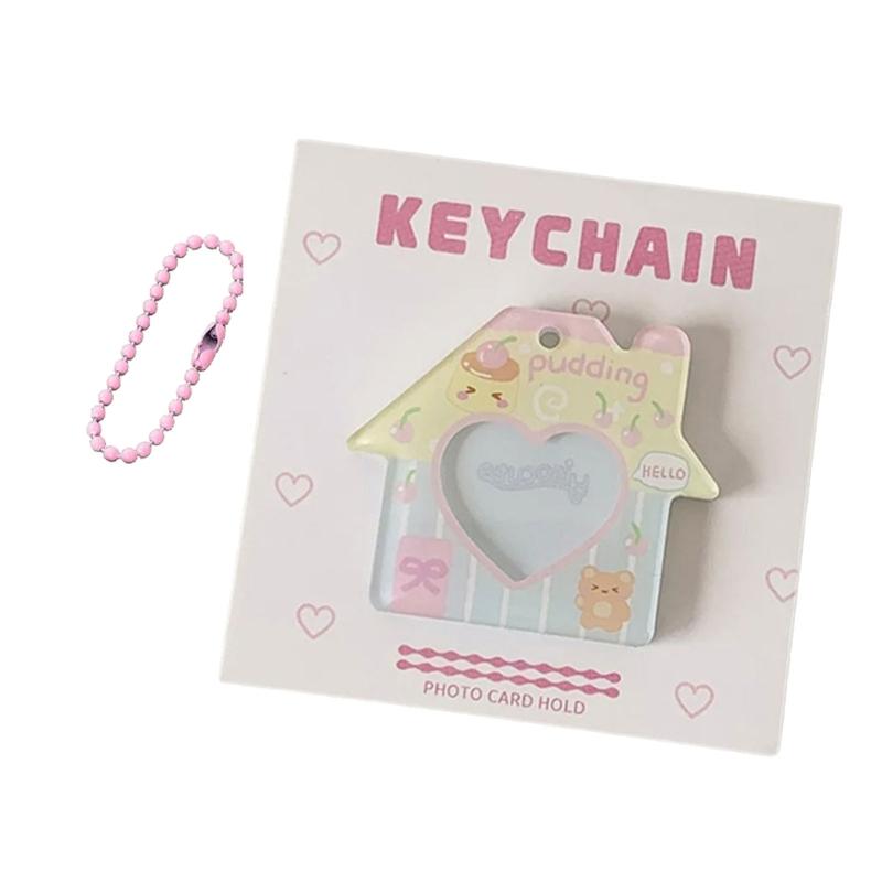 Adorable Cottage Shaped 1inch Photo Keychain Acrylic Hanging Ornament For Personalized Accessories And Bag Charm