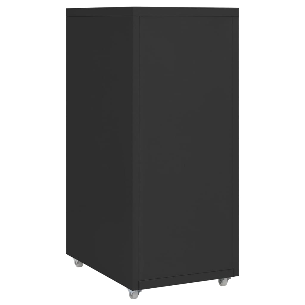 Filing Cabinet with Casters Black 28 x 41 x 69 cm Metal