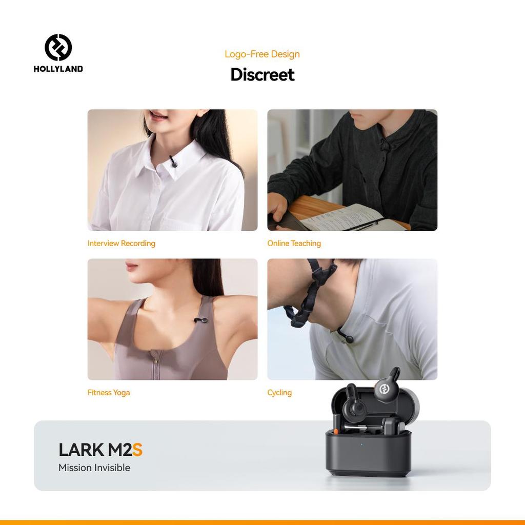 Hollyland Lark M2S Wireless Microphone with USB-C Plug for iPhoneand Android, Titanium Clip, Plug-and-Play, 300m Range, for Vlogging, YouTube