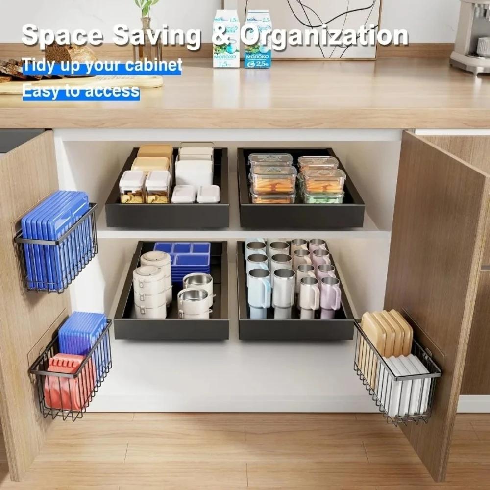 2Pcs Adhesive Cabinet Door Lid Organizer - Food Container & Cup Tumbler Lid Storage, Inside Cabinet Organizer