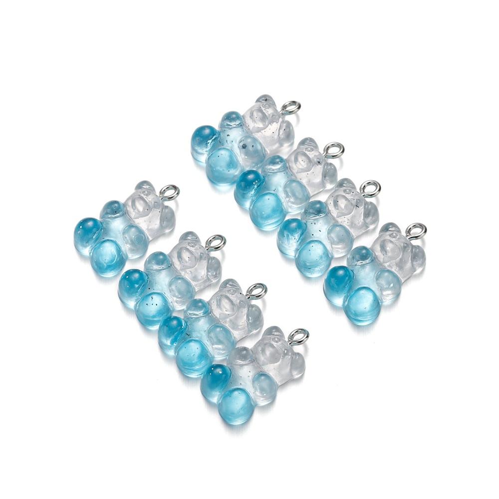 10Pcs/Lot Candy Bear Pendant Charms Colorful Resin Bears for Necklace Bracelet Earrings Jewelry Making Findings Accessories