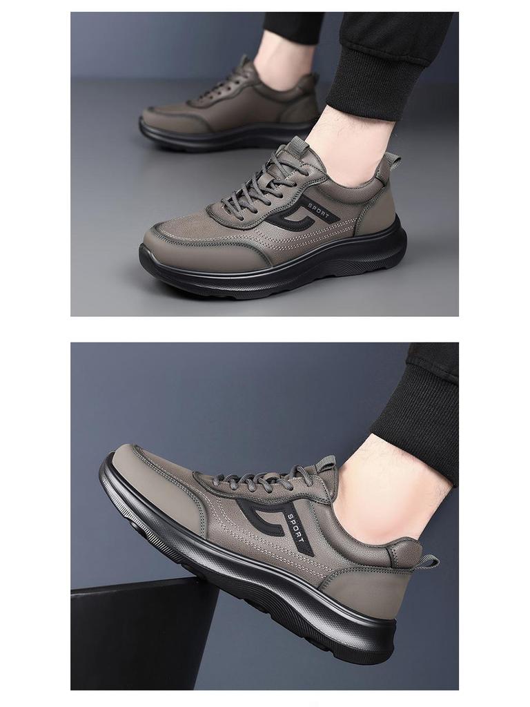 2025 Ademende Leren Heren Wandelschoenen & Hardloopschoenen – Trendy Koreaanse Stijl voor Herfst/Winter