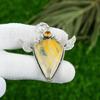 925 Sterling Silver Golden Rutile Gemstone Citrine Sister Bezel Pendant Jewelry