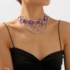 Women Hip Hop Punk Style Exaggerated Necklace Metal Texture PU Heart Jewelry Trendy Cool Personality Clavicle Necklace Jewelry