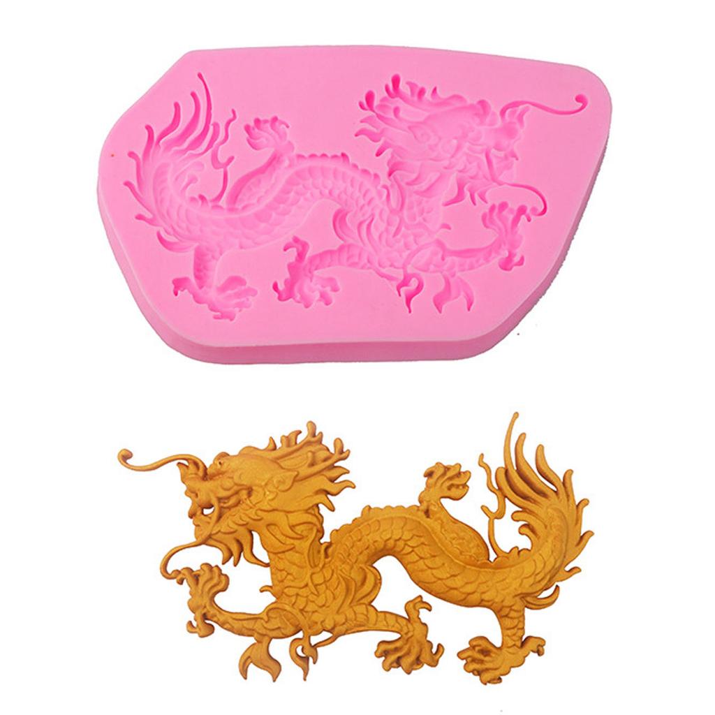 Chinese Dragon Silicone Mold Round Dragon Designs Silicone Fondant Moulds Silicone Baking Supplies for Various Crafts
