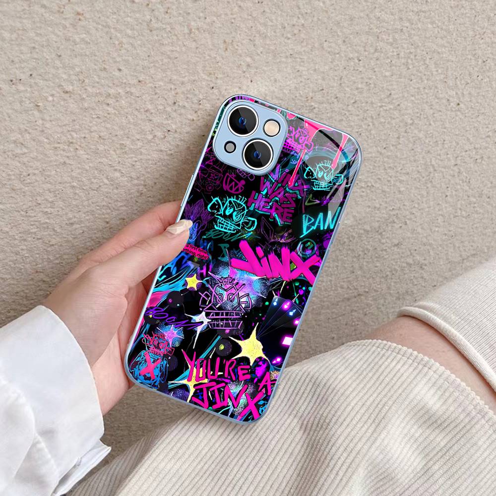 

Закаленное стекло Graffiti Arcane Jinxs для iPhone 14 13 12 11 Pro Mini XS MAX 14Plus X XS XR Чехол iphone 12 mini