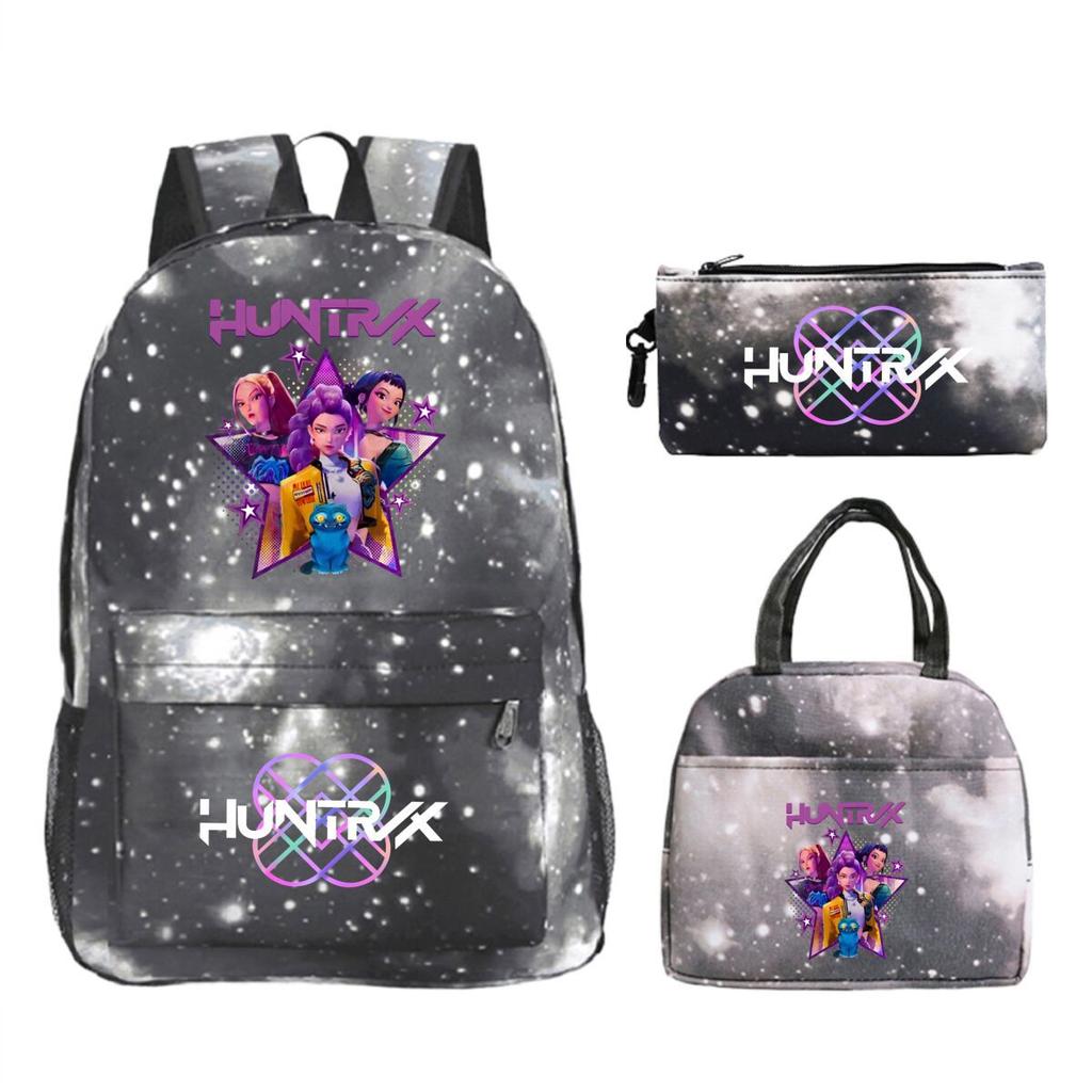 Dämonenjäger Mädchengruppe Peripherieartikel dreiteiliger Schulranzen Grenzüberschreitender Campus Grund- und Sekundarschüler Freizeitrucksack Federmäppchen