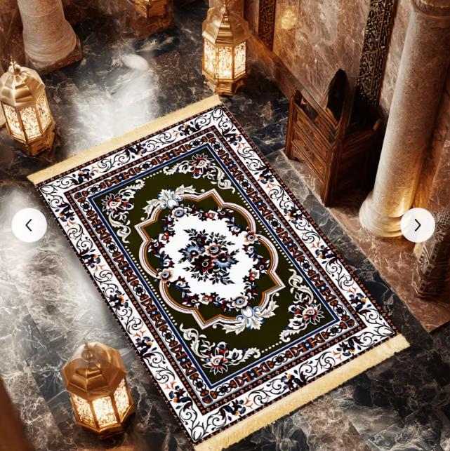 Prayer Carpet with Tassels Anti Slip and Foldable Carpet Places Such As Family Lobbies and Living Rooms for Home Decoration