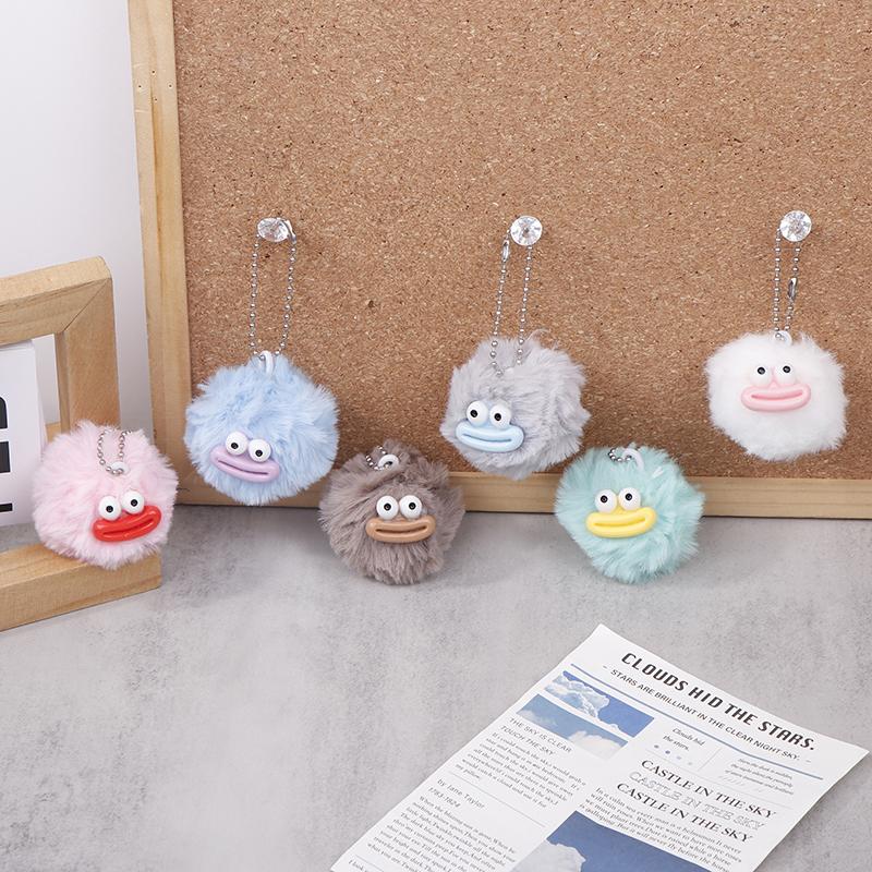 Cute Cartoon Sausage Mouth Hair Ball Key Chain Plush Funny Mini Big Mouth Doll Pendant Key Ring Backpack Bag Car Pendant