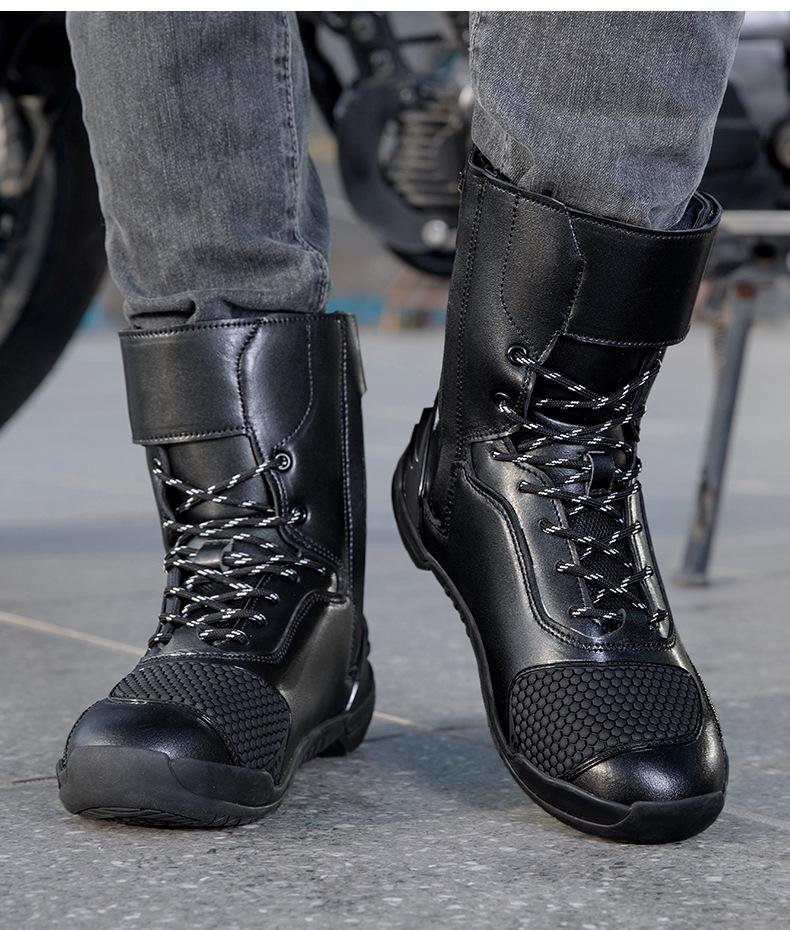 Comfortable, Wear-Resistant Motorcycle Riding Boots with Track-Level Protection