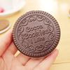 Cute Chocolate Sandwich Folding Biscuit Shaped Portable Makeup Round Mirror