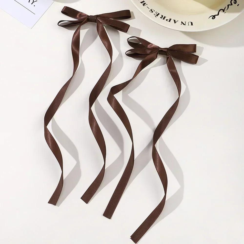 2 Pcs Fabric Hair Bow Hairpin for Women Girls Ribbon Hair Clips Headwear Black White Bow Top Clip Female Hair Accessories