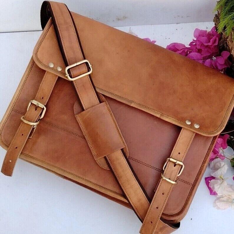 Vintage Briefcase Satchel Soft Leather Laptop Messenger Bag Shoulder