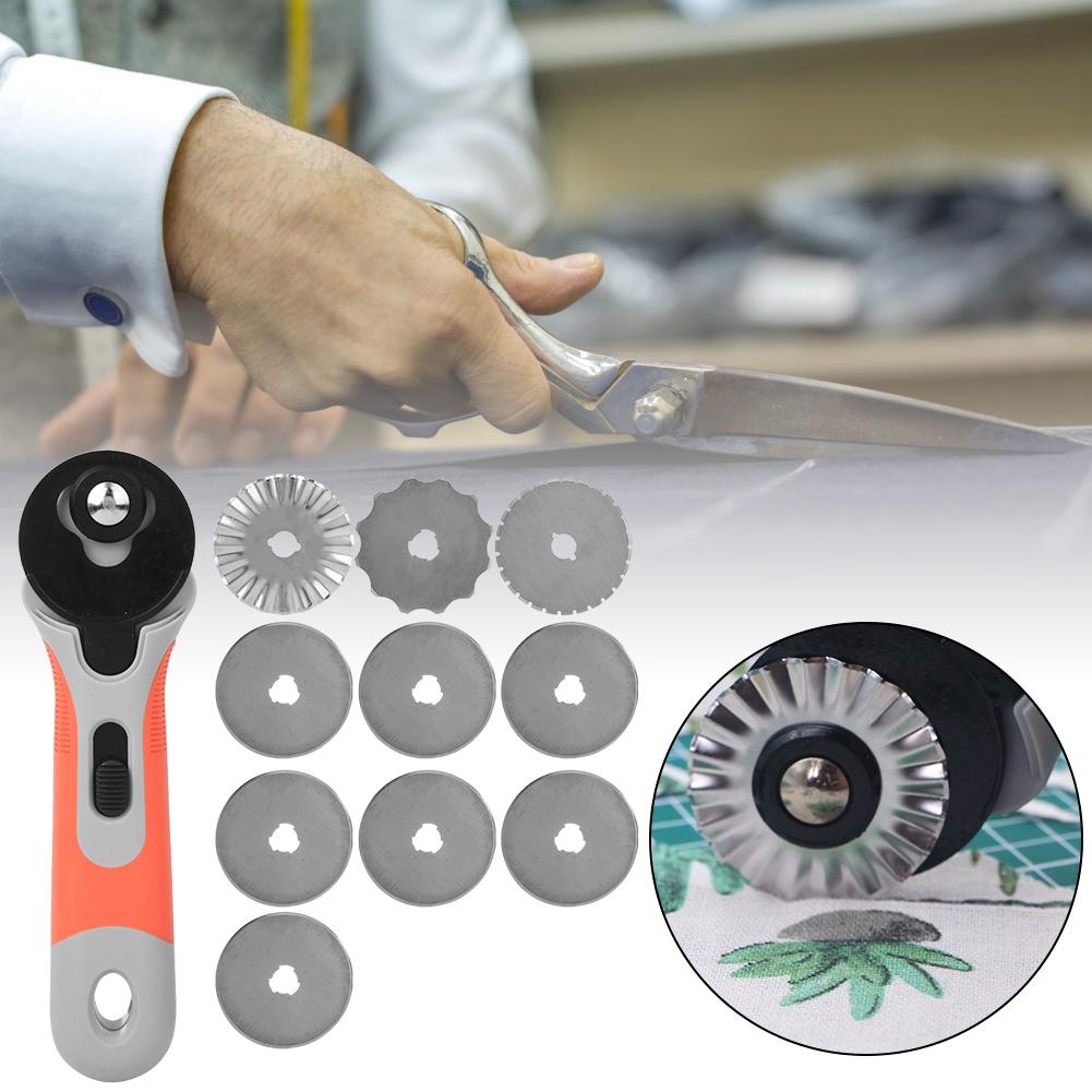 Rotation Cutter Clothing Fabric Cutter DIY Craft Cutting Tool with 10pcs Blades 45mm45x8x0.3mm