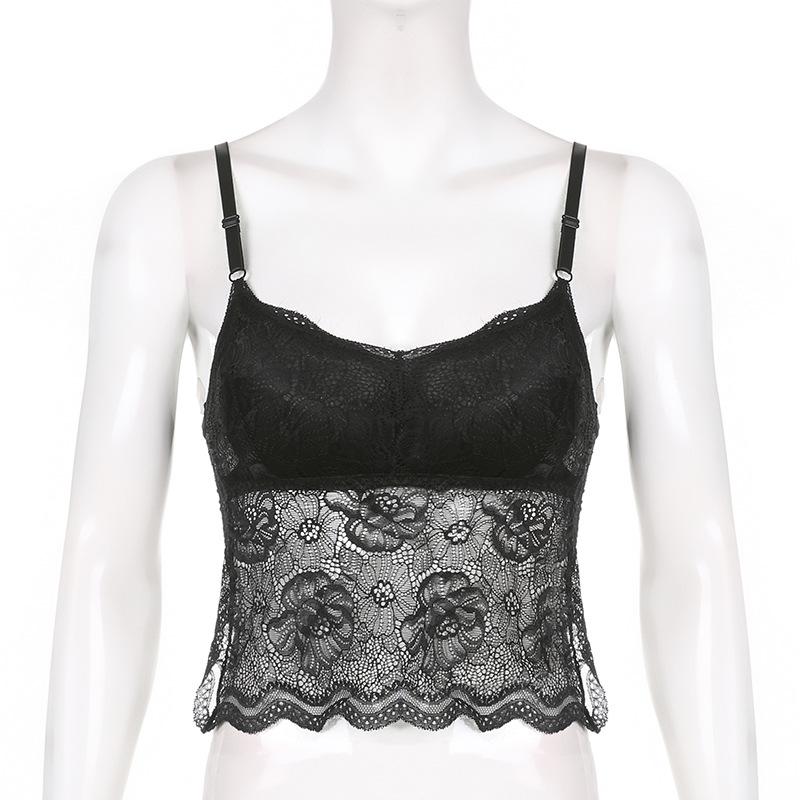 Gothic Black Mesh Butterfly Cropped Tank Top Lace Vest Tops Backless Sexy