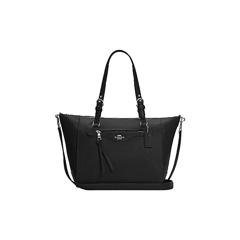 Coach Kleo 30 Classic Fashion Leather Tote Bag Shopping Handbag Crossbody Shoulder Bag Large Women tote Black C5690-SVBK Basic Set (Bag+Dust Bag)
