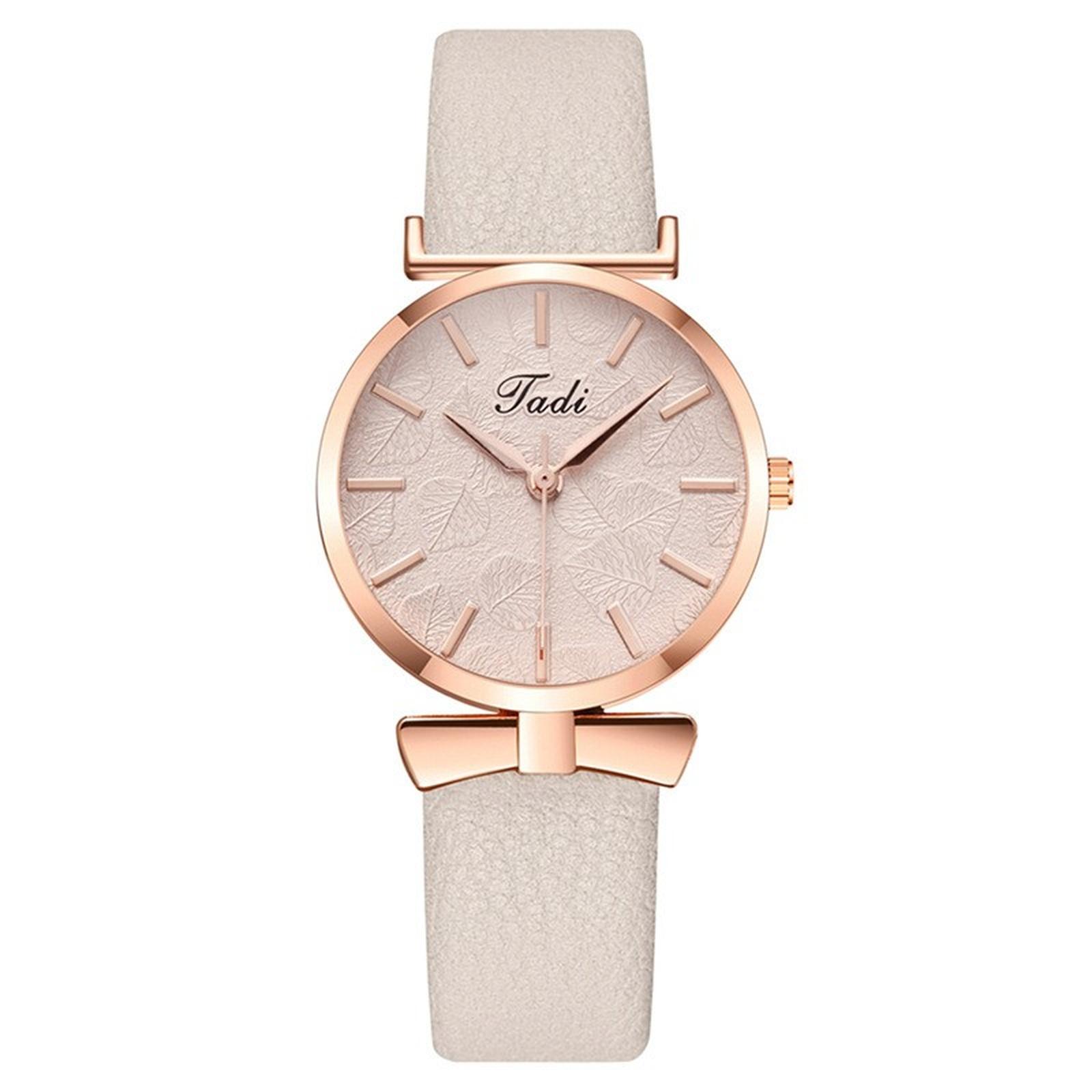 

Женские модные кожаные часы One Size бежевый