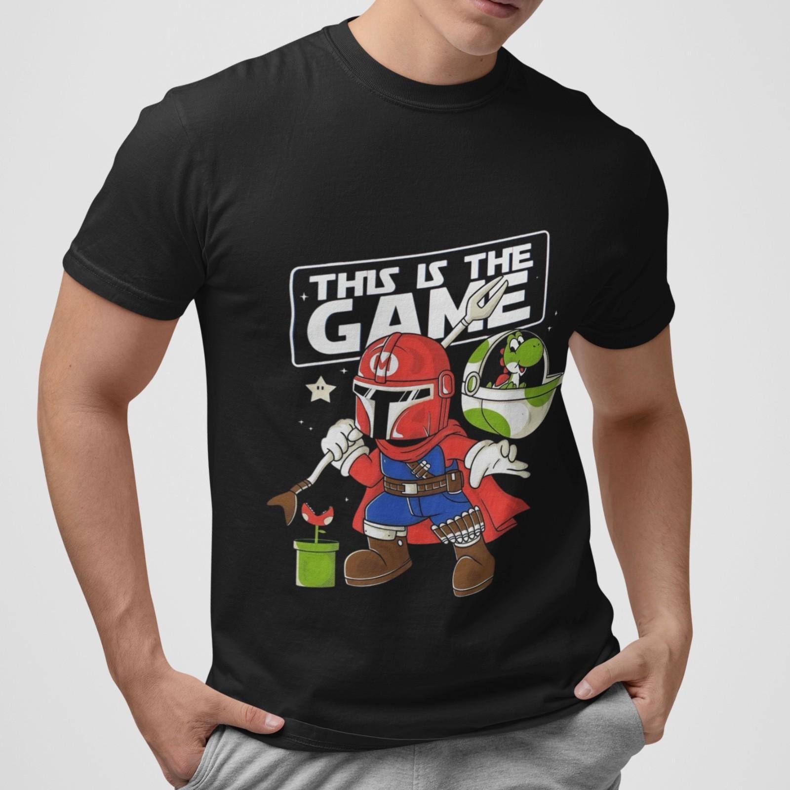 Funny Mario Mandalorian Mashup T-Shirt This Is The Game Graphic Tee Unisex Gift L