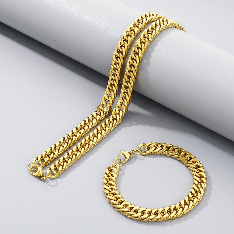 Jednoduchý hladký řetízek Dvojitě pletený Čtyřstranně broušený Náramek Hip-Hop Osobnost Více velikostí Bičíkový řetízek Titanová ocel Pánský náhrdelník