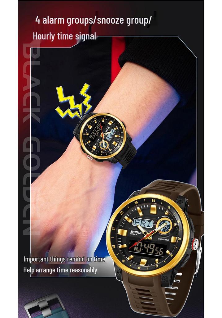Reloj Deportivo Multifuncional Impermeable Sanda para Estudiantes con Temporizador de Cuenta Atrás y Funciones de Múltiples Zonas Horarias