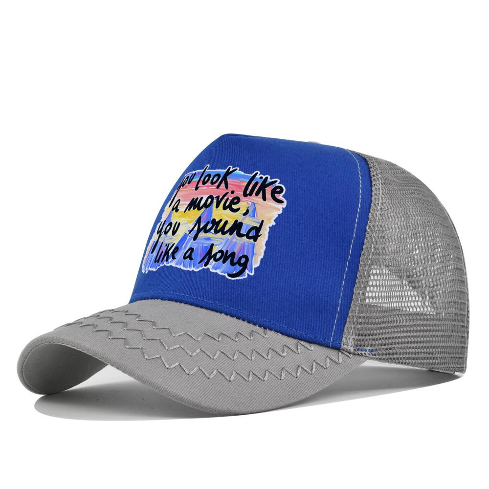 Summertime Printed Cap Letter Mesh Breathable Hat Women Men Baseball Cap Sunshade Outdoor Sports Cycling Travel Sun Hat Dad Hat