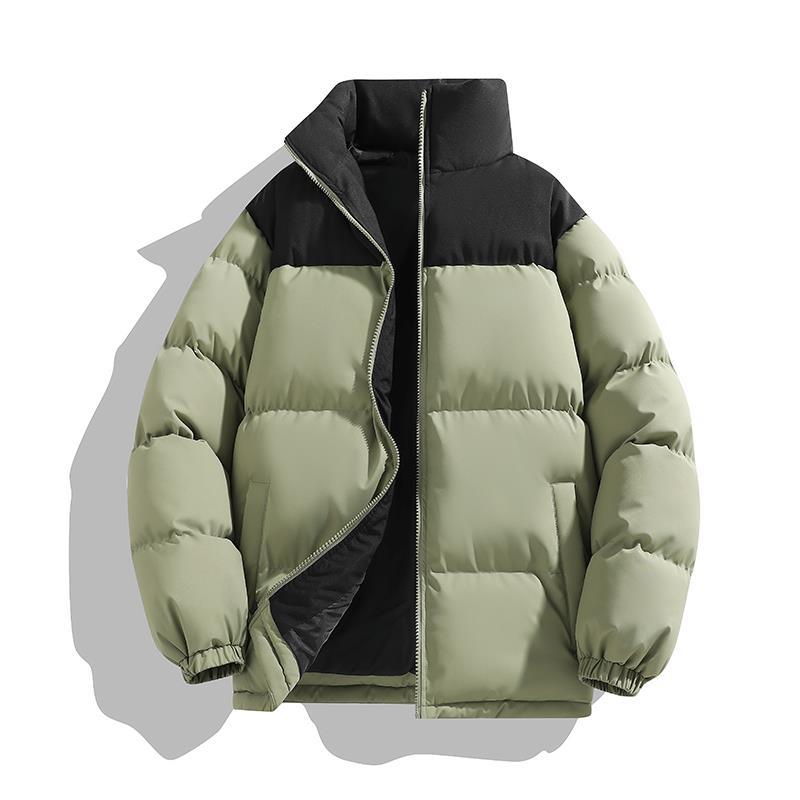 Splicing Stand-up Collar Cotton Clothes Men's Winter New High Street Fashion Loose Trendy Brand Casual Versatile Warm Jacket