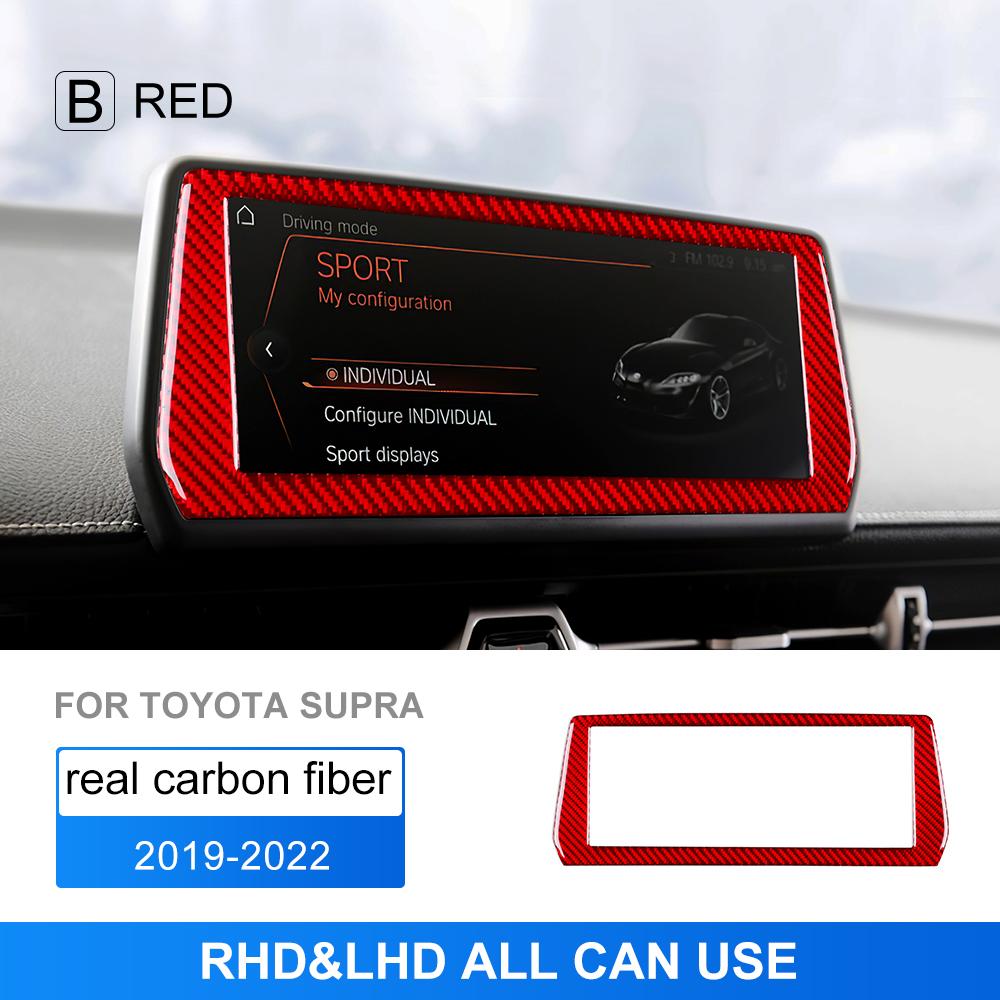 Real Soft Carbon Fiber For Toyota Supra GR A90 A91 MK5 - RHD LHD Navigation Screen Panel Cover Sticker Auto Accessories