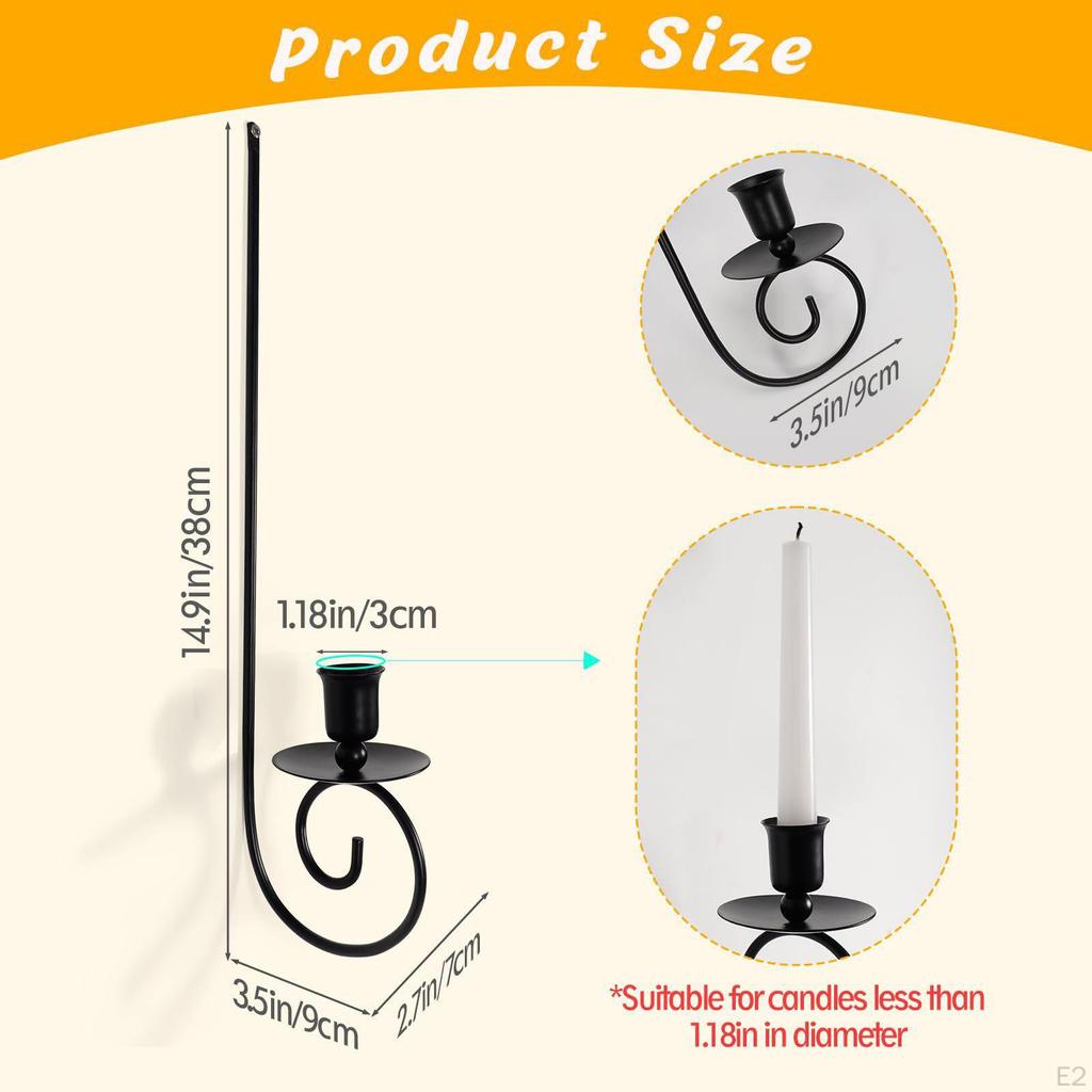 2Pcs Wall Sconce Candle Holder Minimalist Iron Hanging for Sticks Candles Mounted