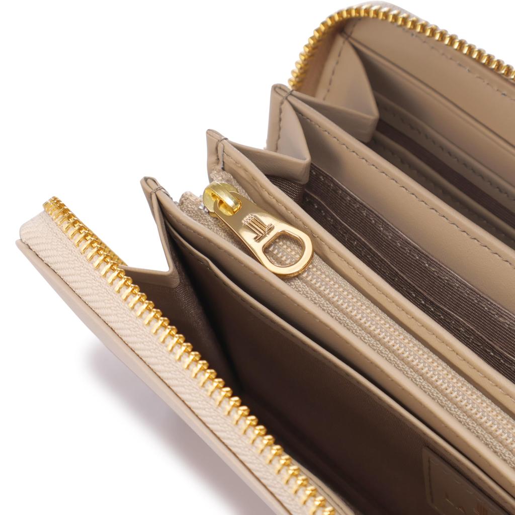 Lanvin en Bleu Luxembourg Long Wallet with Round Gray Size with Branded Shopper Gift Wrapping Available to our Zipper, Beige, 45, Bag, (Exclusive