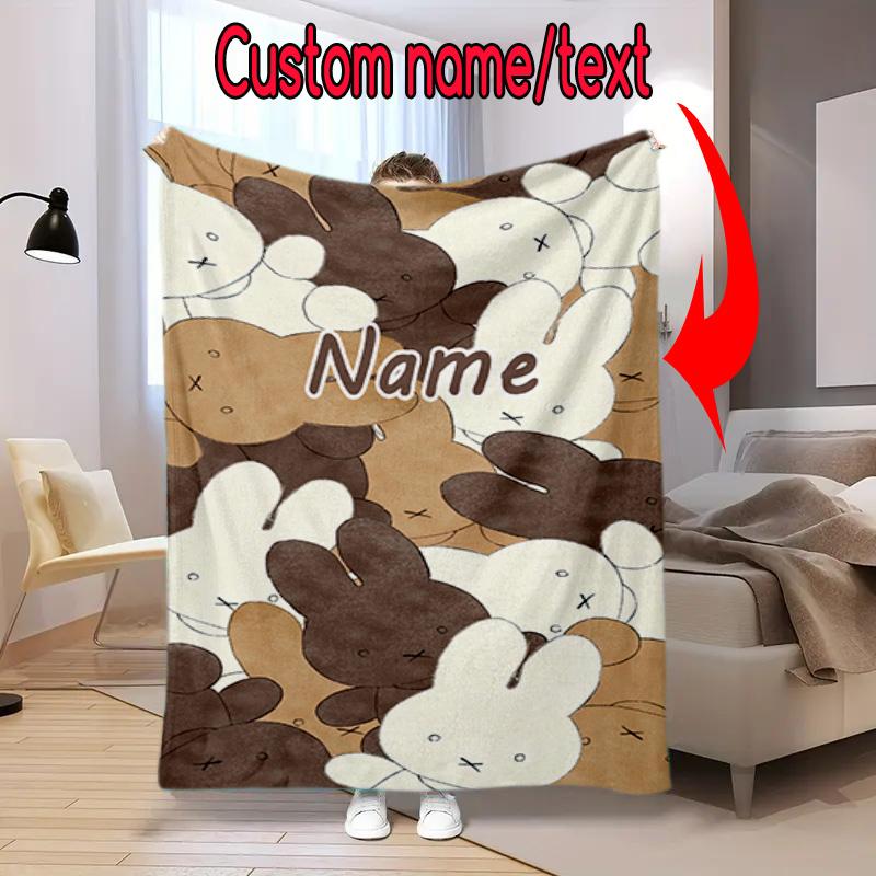 Custom Name Miffy Stars Heart Name Blanket Suitable All Seasons Soft Comfortable Sofa Office Home Blanket Camping Trip Soft And Comfortable Bedroom